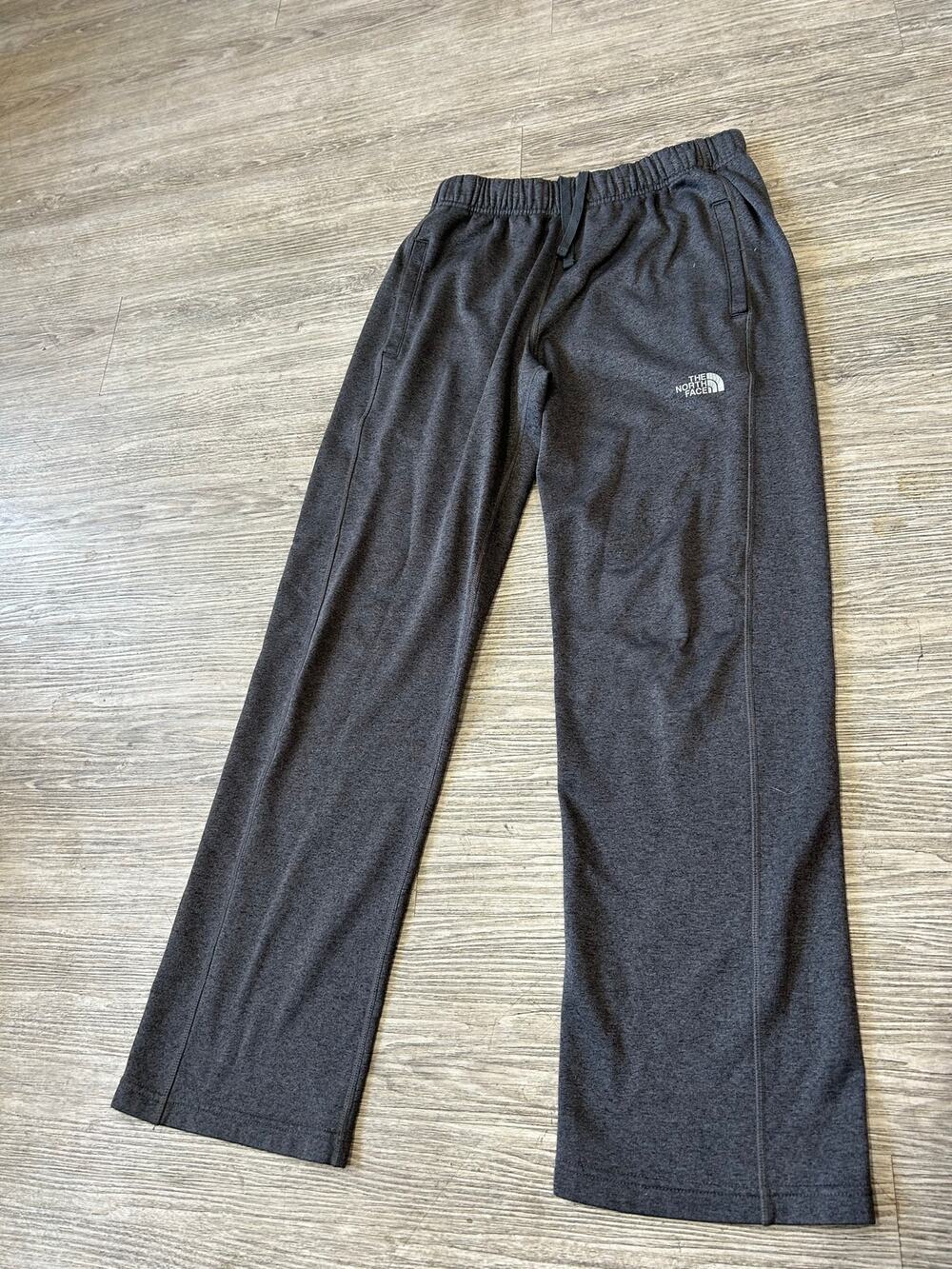 The North Face Mens Small Grey Fleece Sweatpant Open Bottom Straight Leg Lounge